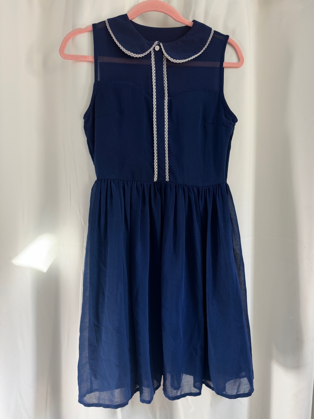 Apricity Navy Sleeveless Women's Peter Pan Collar Dress